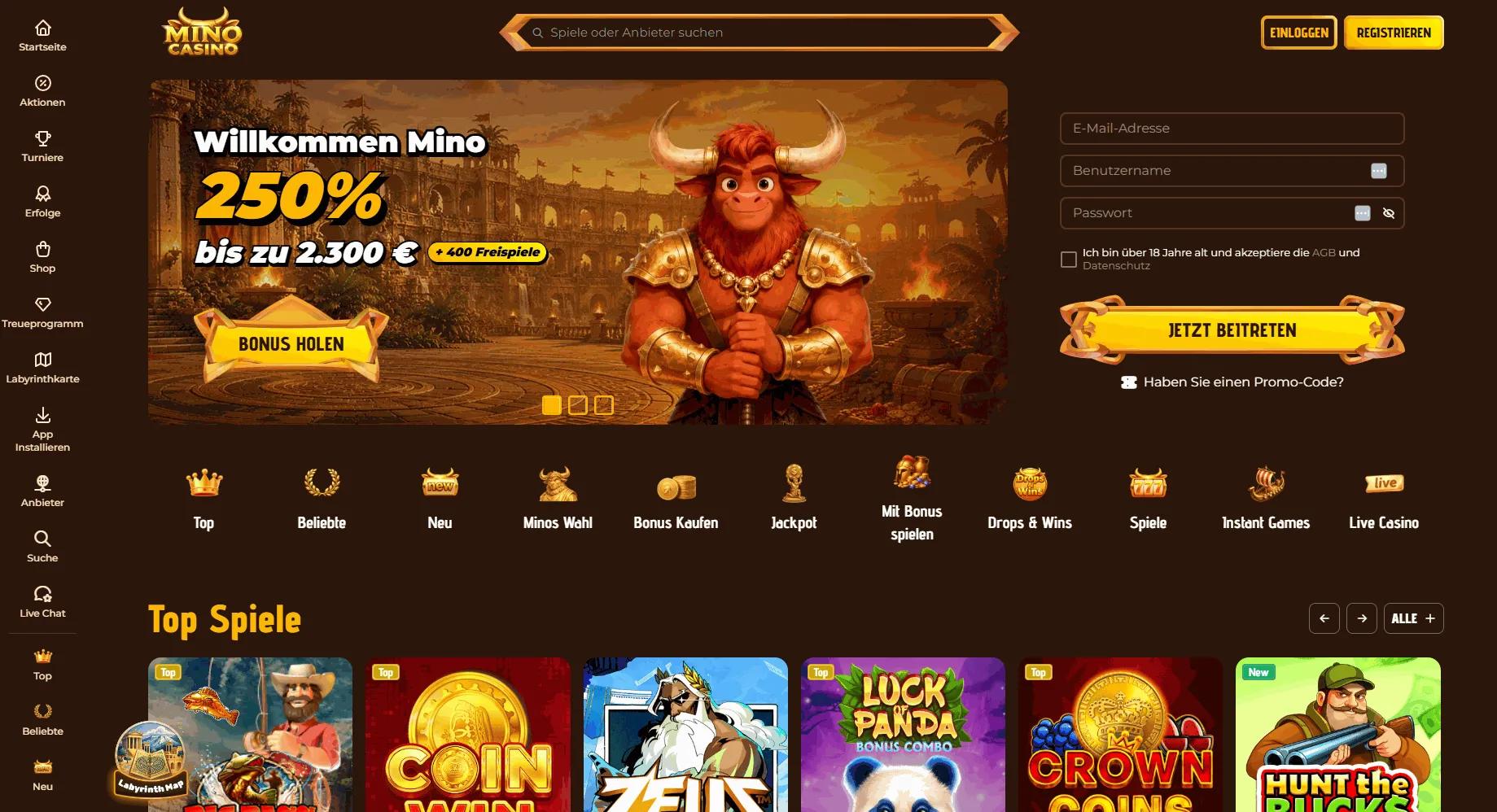 Mino Online Casino mit Handyrechnung bezahlen